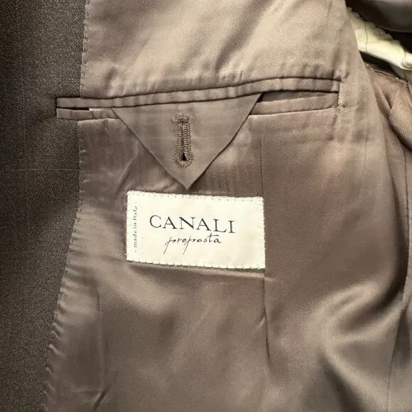 Canali Sport Coat Mens 44 R Brown Italian Wool Blazer Suit Jacket Office Wear‎